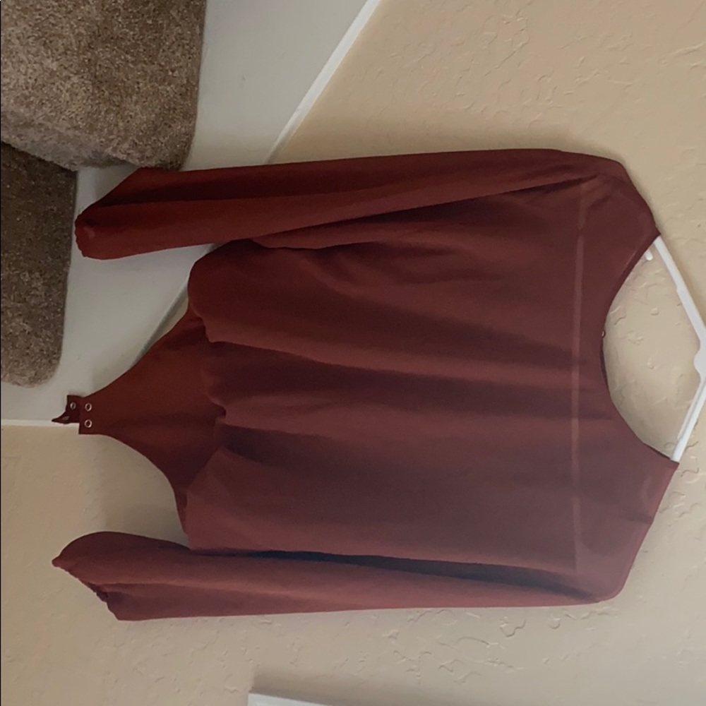 Express women’s burnt orange flowy bodysuit top